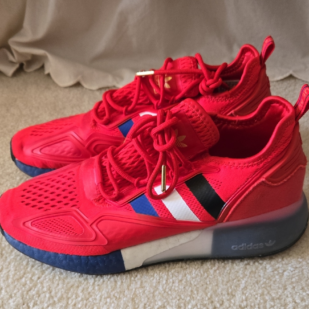 Adidas Red and Blue Athletic Shoes